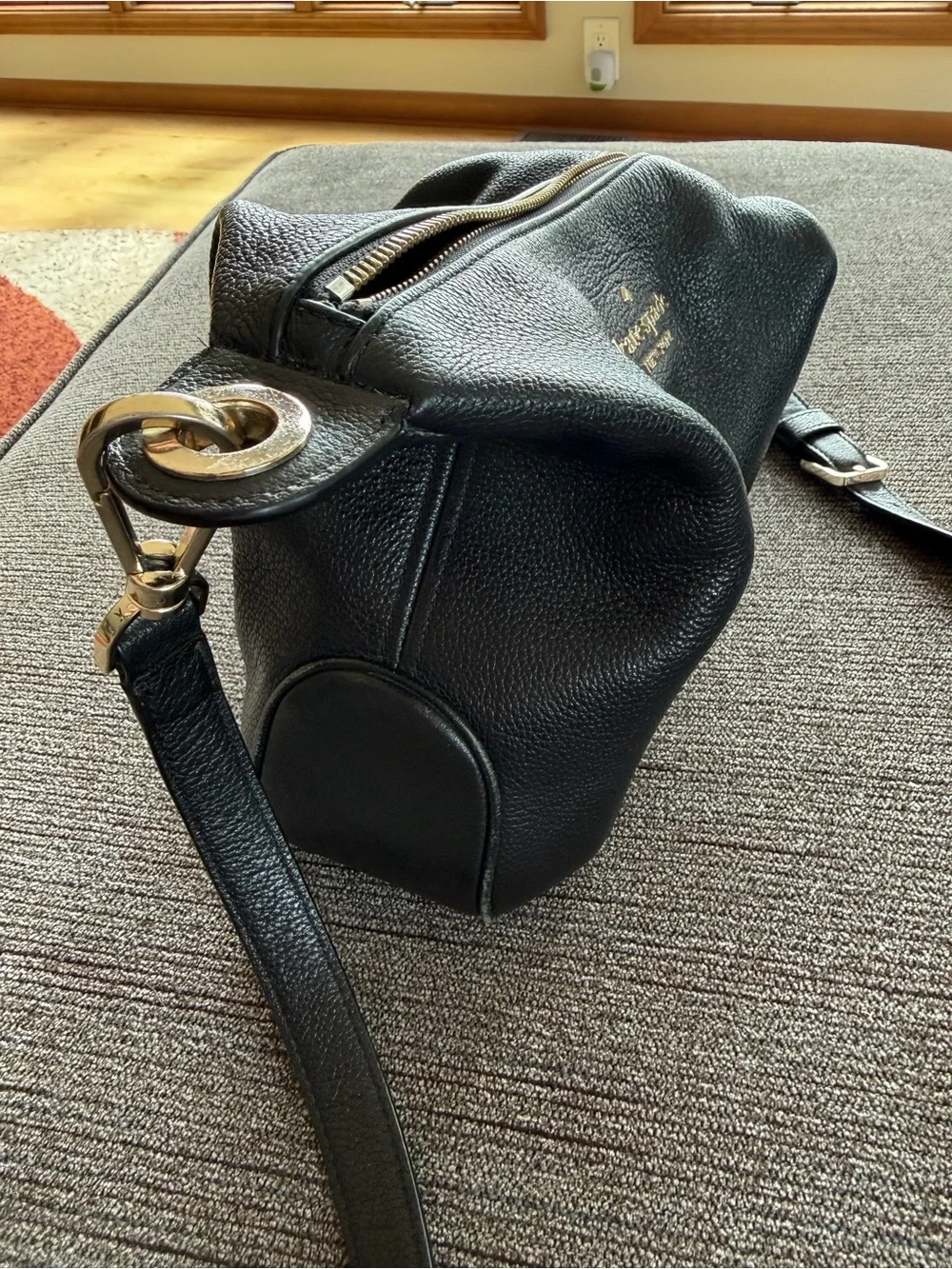 kate spade Black Leather Crossbody with Gold Logo